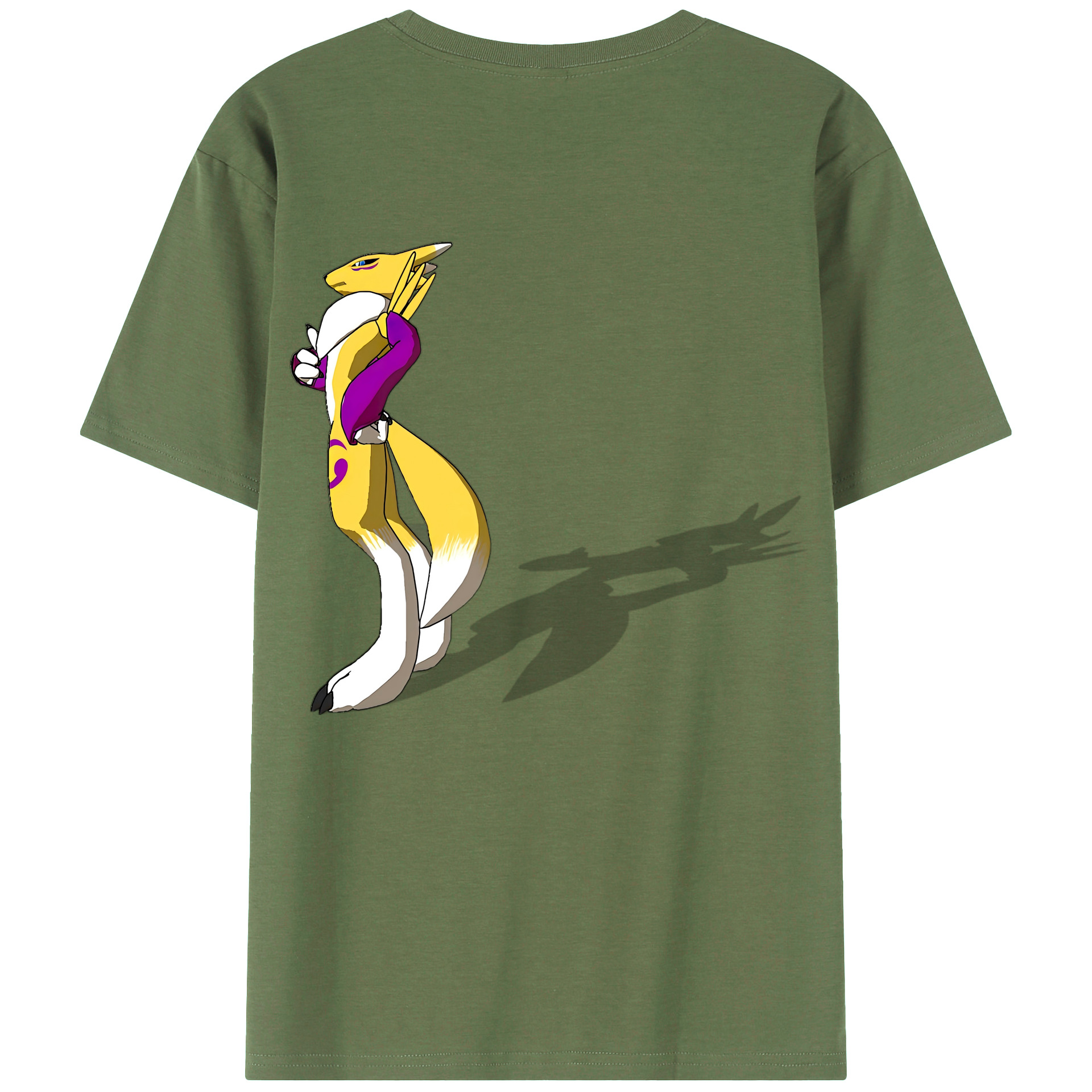 （画像用） Digimon デジタルモンスター/デジモン 綿100％ メンズ半袖Tシャツ（バックプリント） 通気性